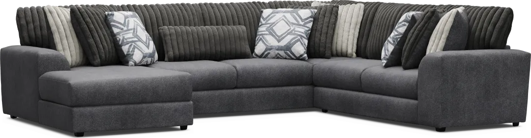 Moreau Street Black 3 Pc Sectional