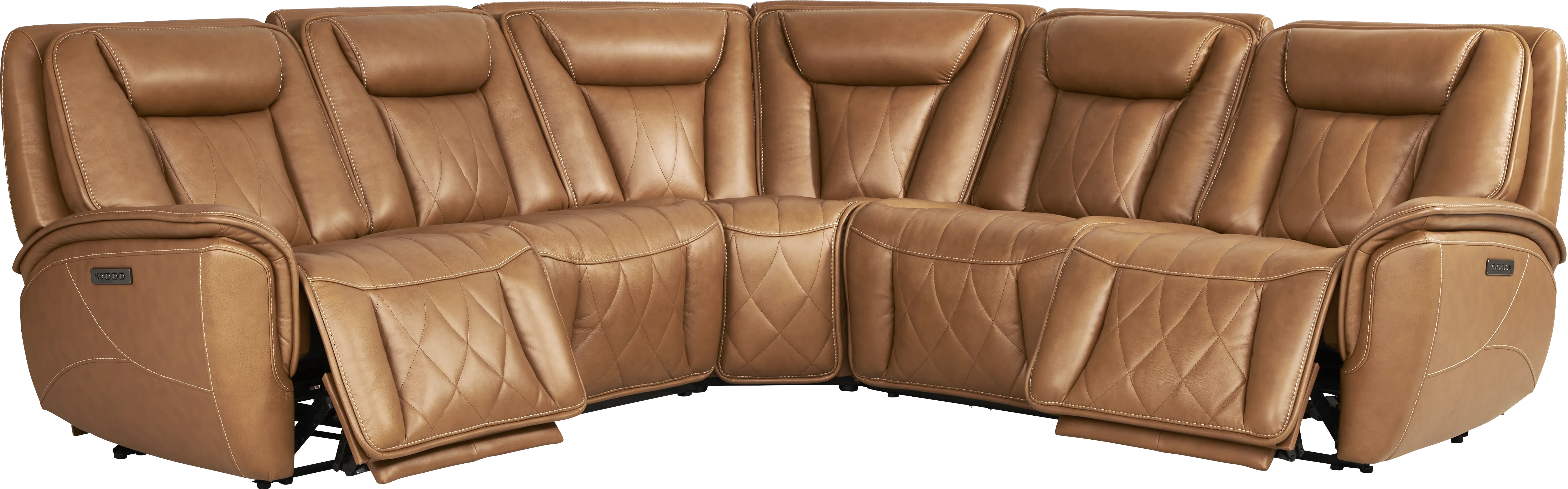 Dalton Brown Leather 8 Pc Triple Power Reclining Sectional Living Room - Thumbnail - Image 2
