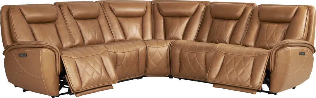 Dalton Brown Leather 5 Pc Triple Power Reclining Sectional