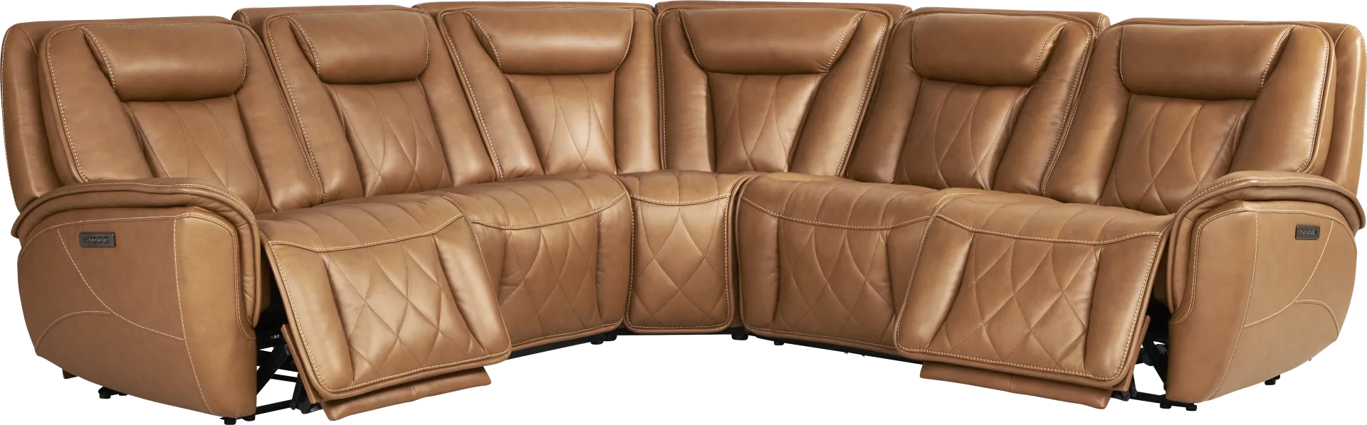 Dalton Brown Leather 8 Pc Triple Power Reclining Sectional Living Room - Image 2