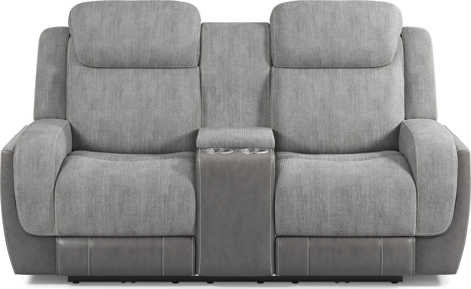 State Street Gray Dual Power Reclining Console Loveseat - Image 2