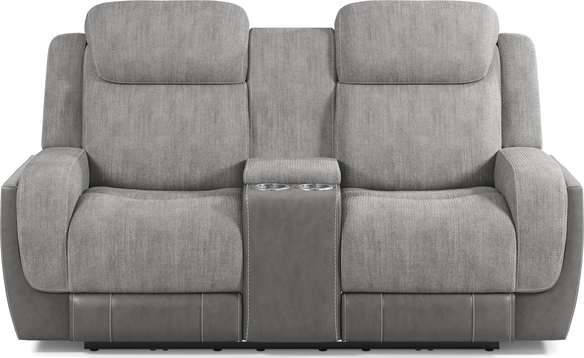 State Street Gray Dual Power Reclining Console Loveseat