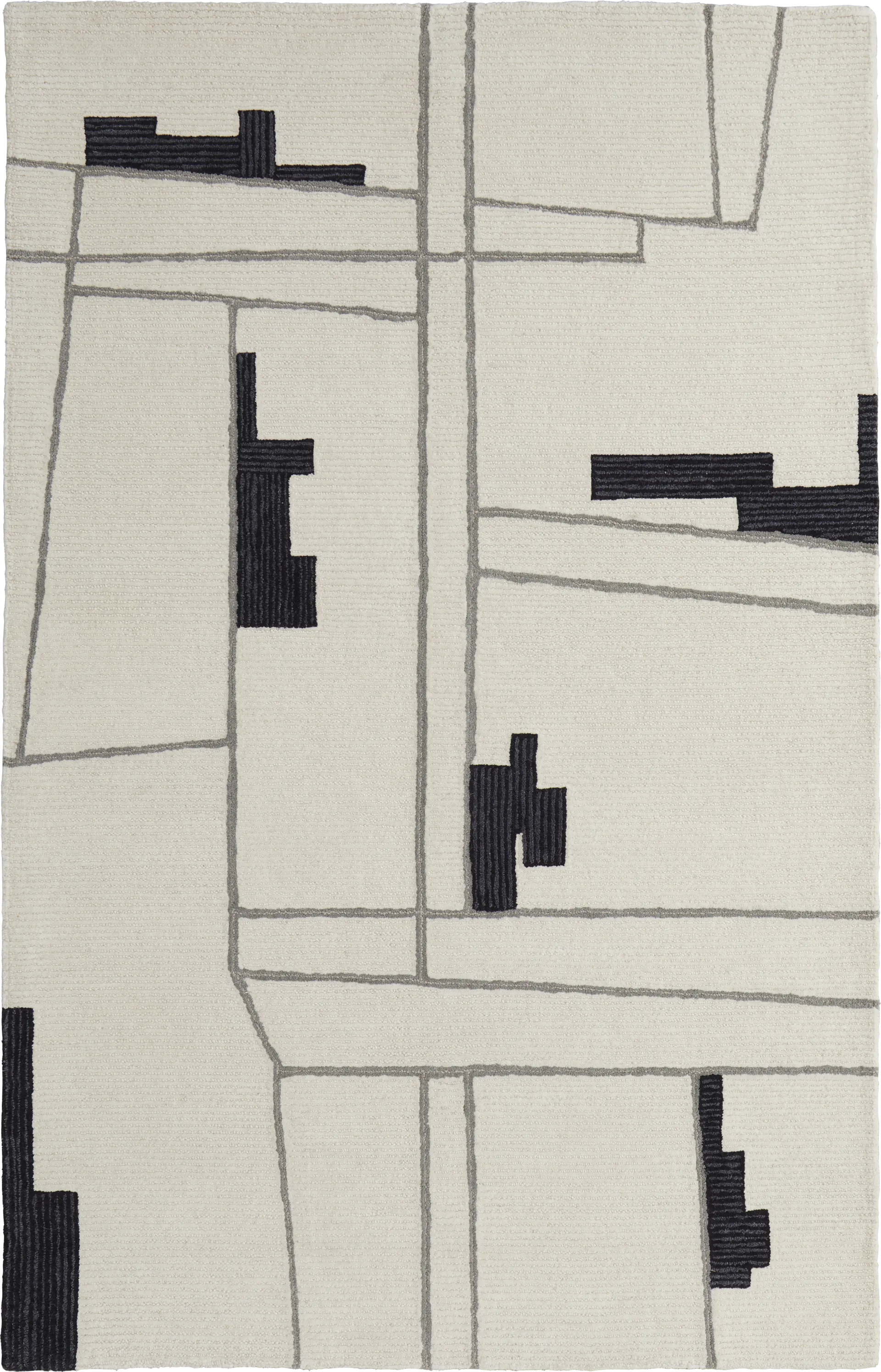 Thasea Ivory/Black 5' x 8' Rug - Image 1