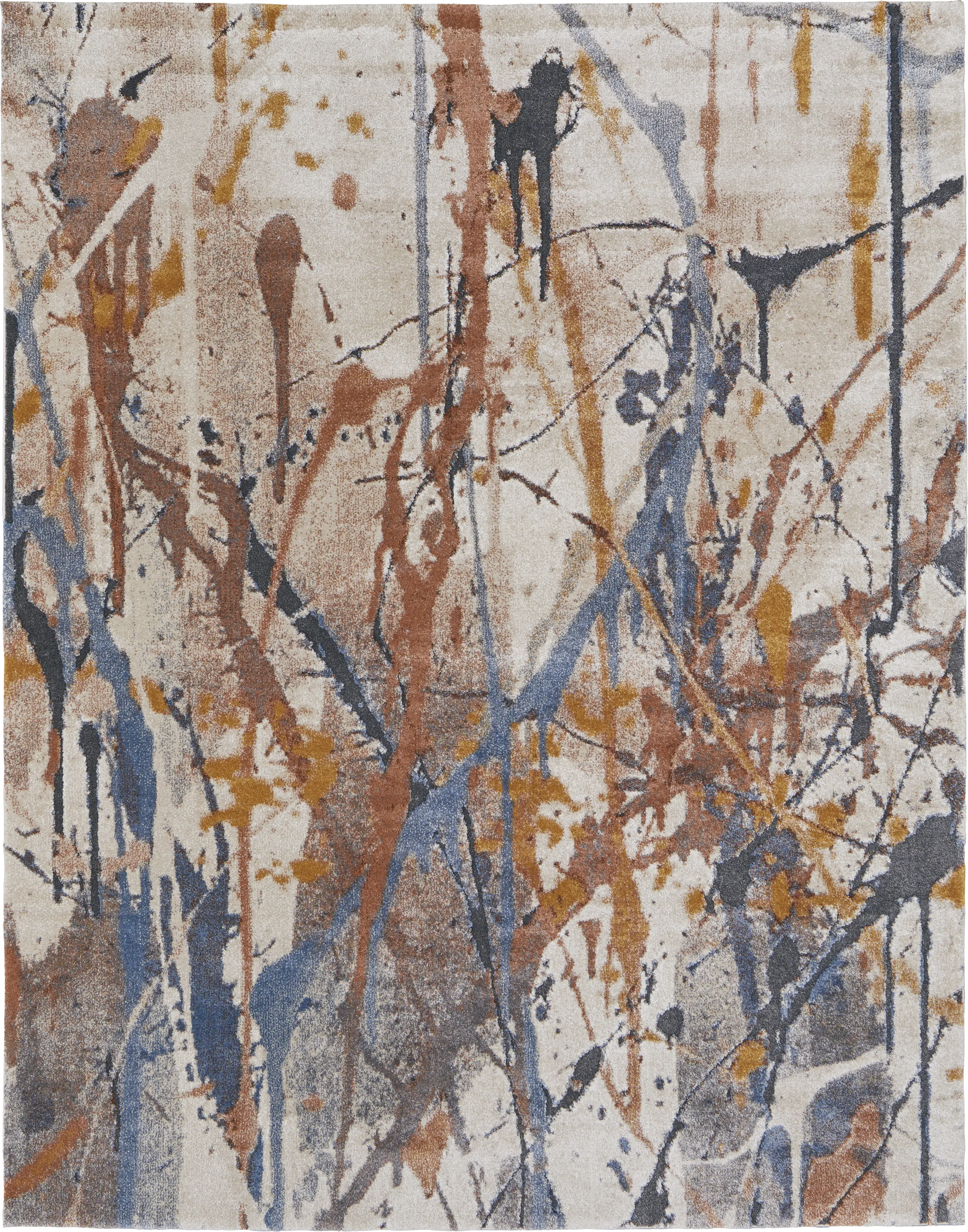 Adrirah Blue/Orange 5'3 x 8' Rug - Thumbnail - Image 1