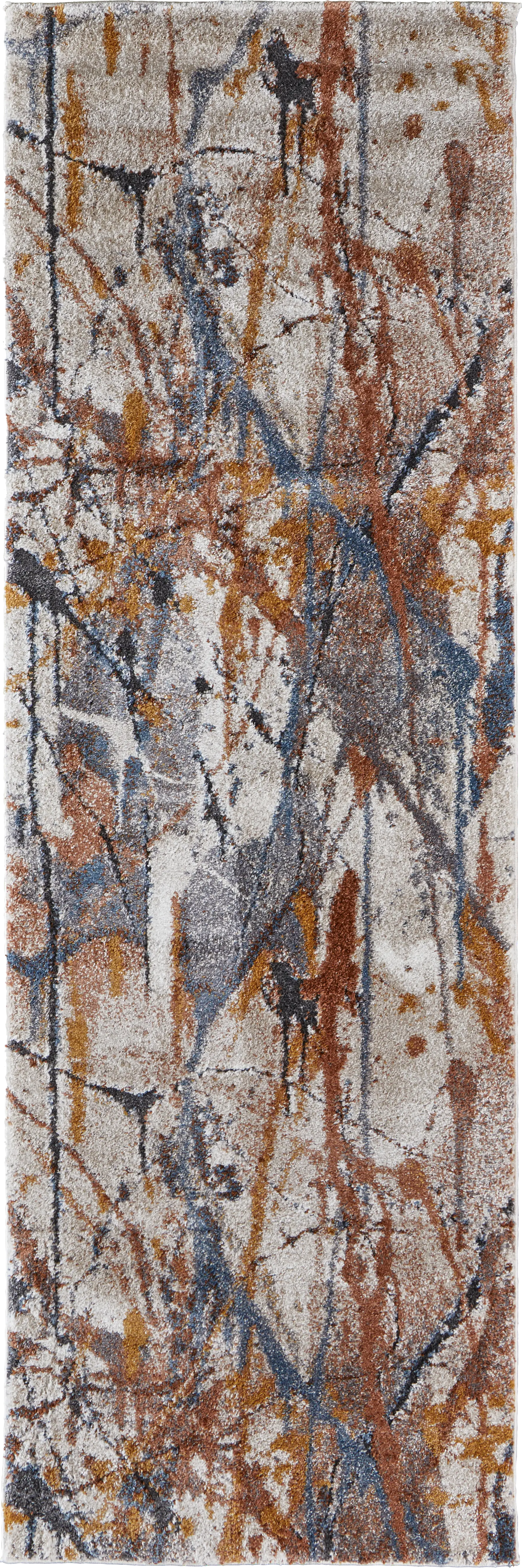 Adrirah Blue/Orange 2'6 x 8' Runner Rug - Thumbnail - Image 1