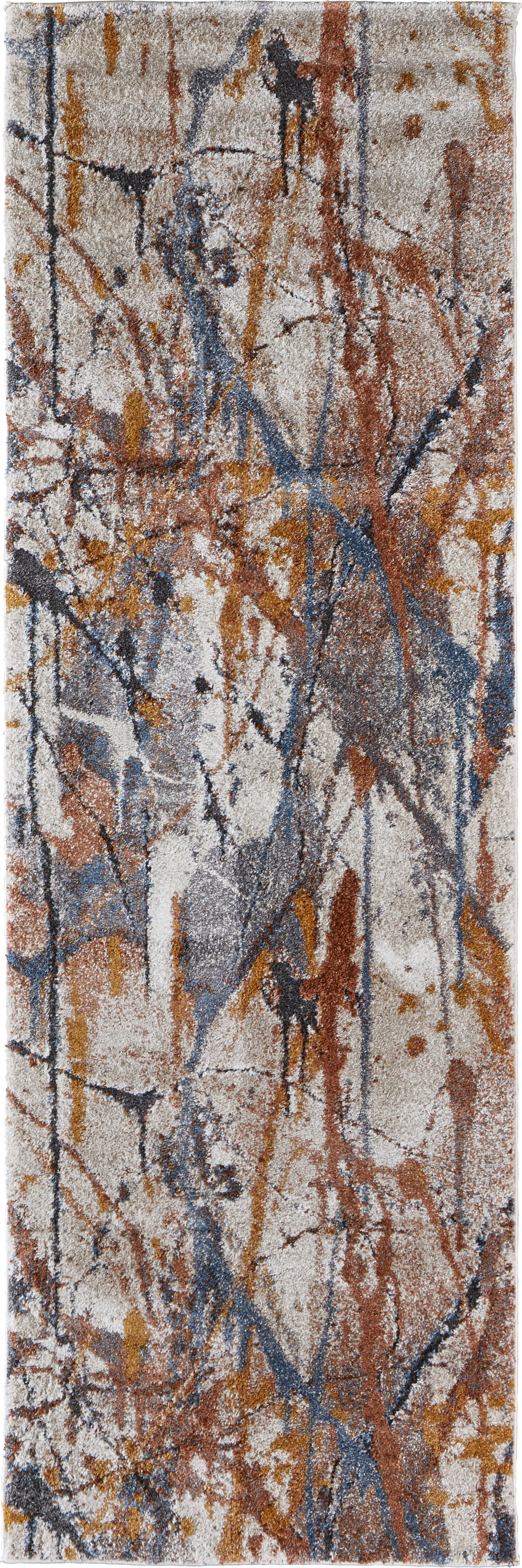 Adrirah Blue/Orange 2'6 x 8' Runner Rug - Image 1