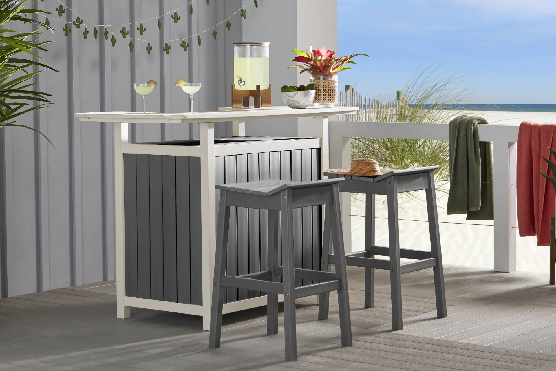 Addy Gray Outdoor Bar Table - Image 1