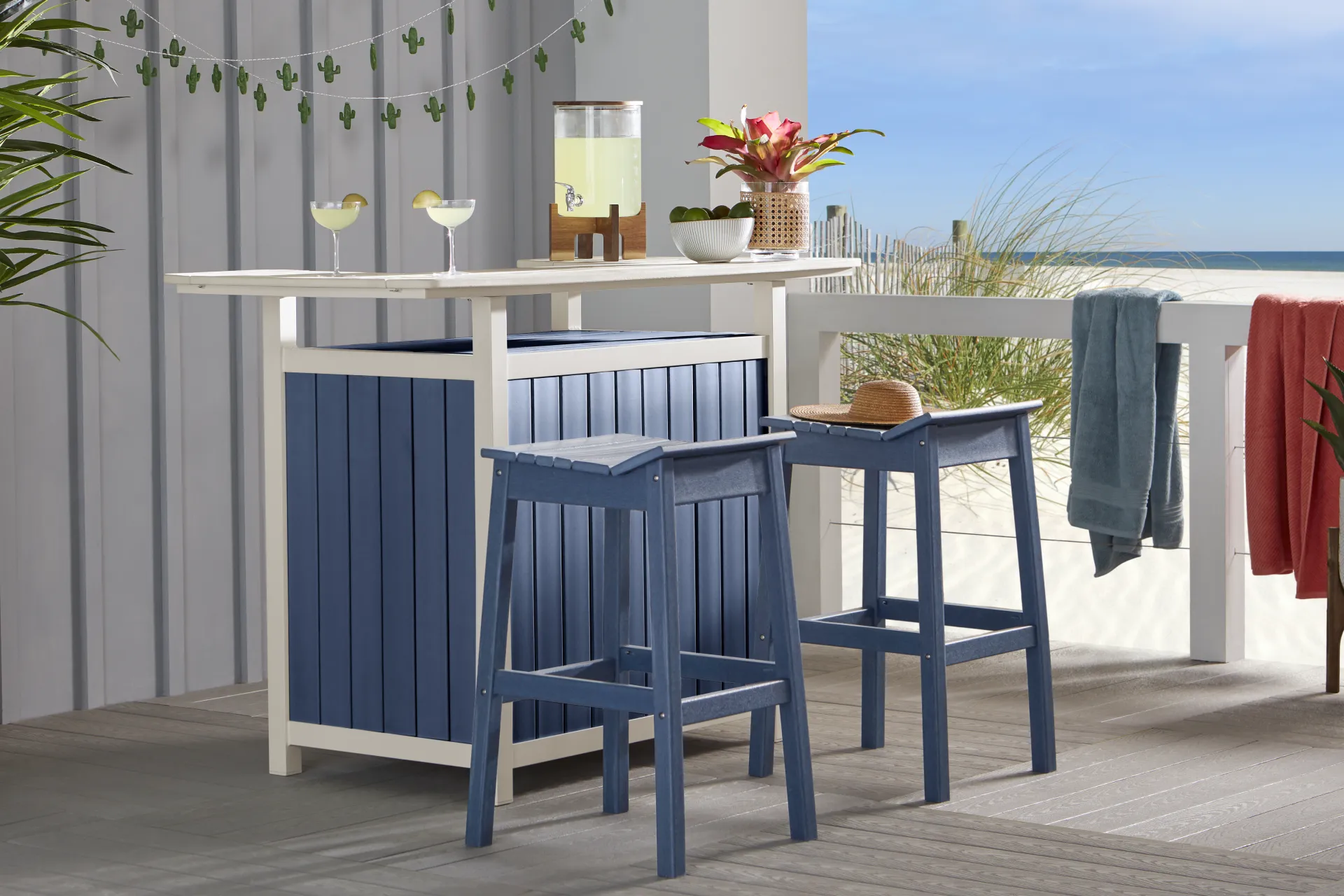 Addy Navy Outdoor Bar Table - Image 1