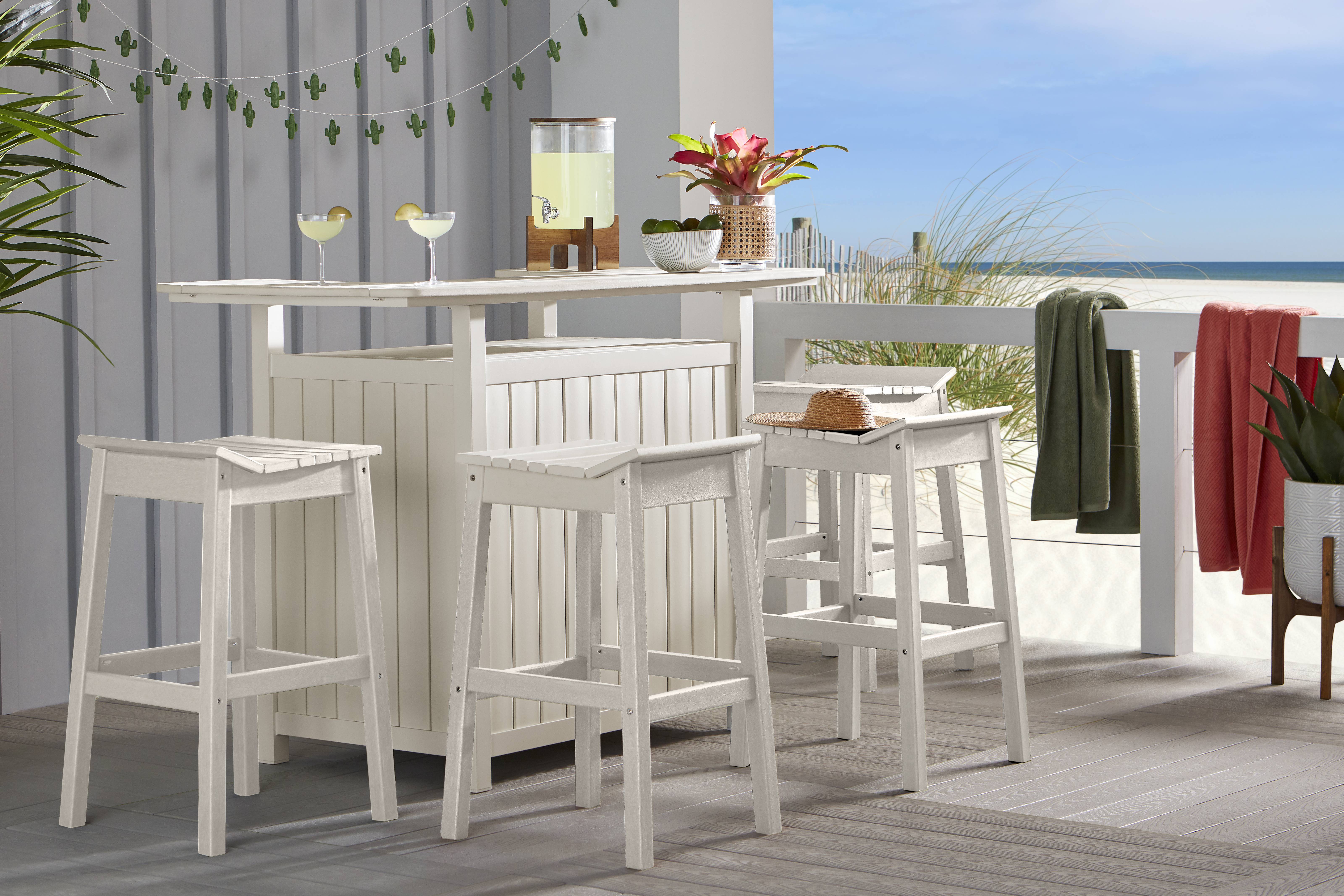Addy White 5 Pc Outdoor Bar Dining Room - Thumbnail - Image 1