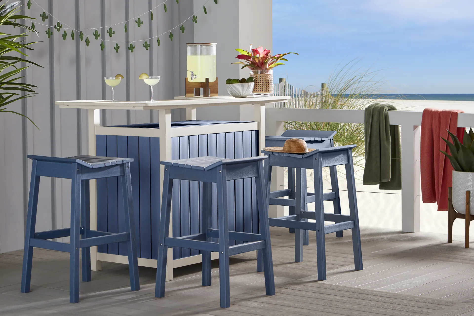Addy Navy 5 Pc Outdoor Bar Set - Image 1