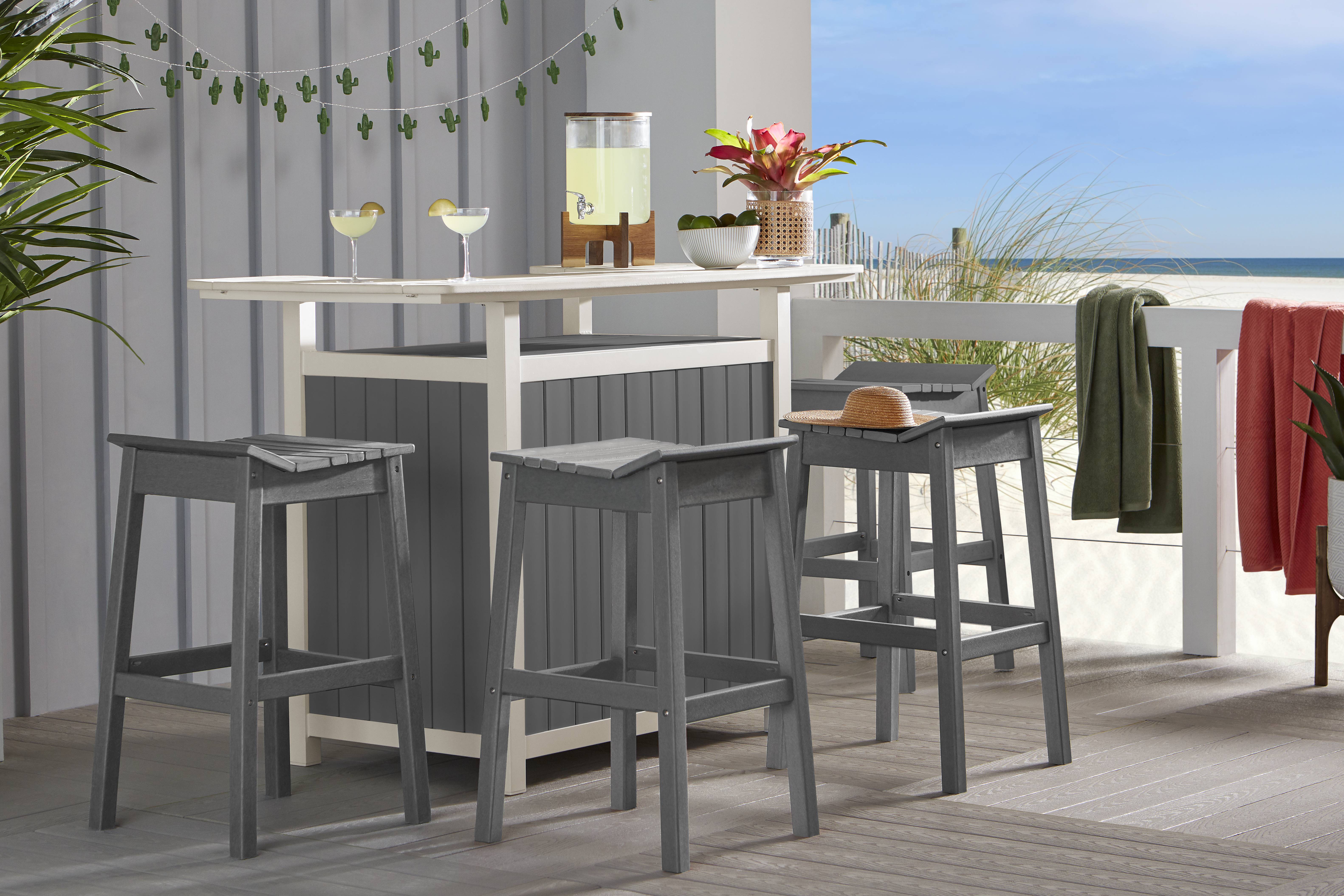 Addy Gray 5 Pc Outdoor Bar Set - Thumbnail - Image 1