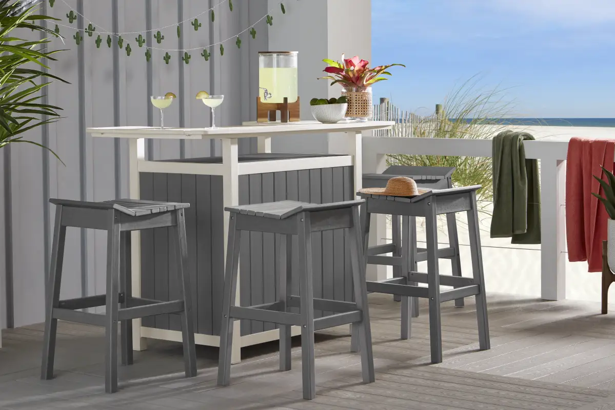 Addy Gray 5 Pc Outdoor Bar Set