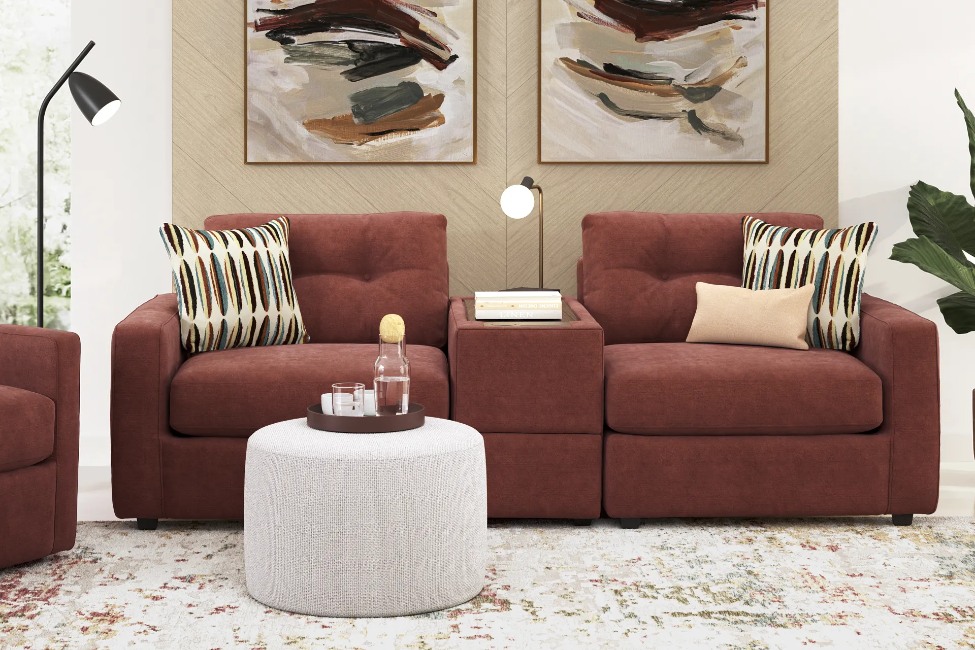 Merlot 3 Pc Power Reclining ModularOne with Media Console - Image 1