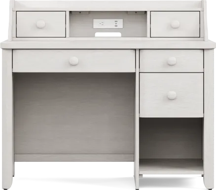 Kids South Bend Washed White Desk and Hutch