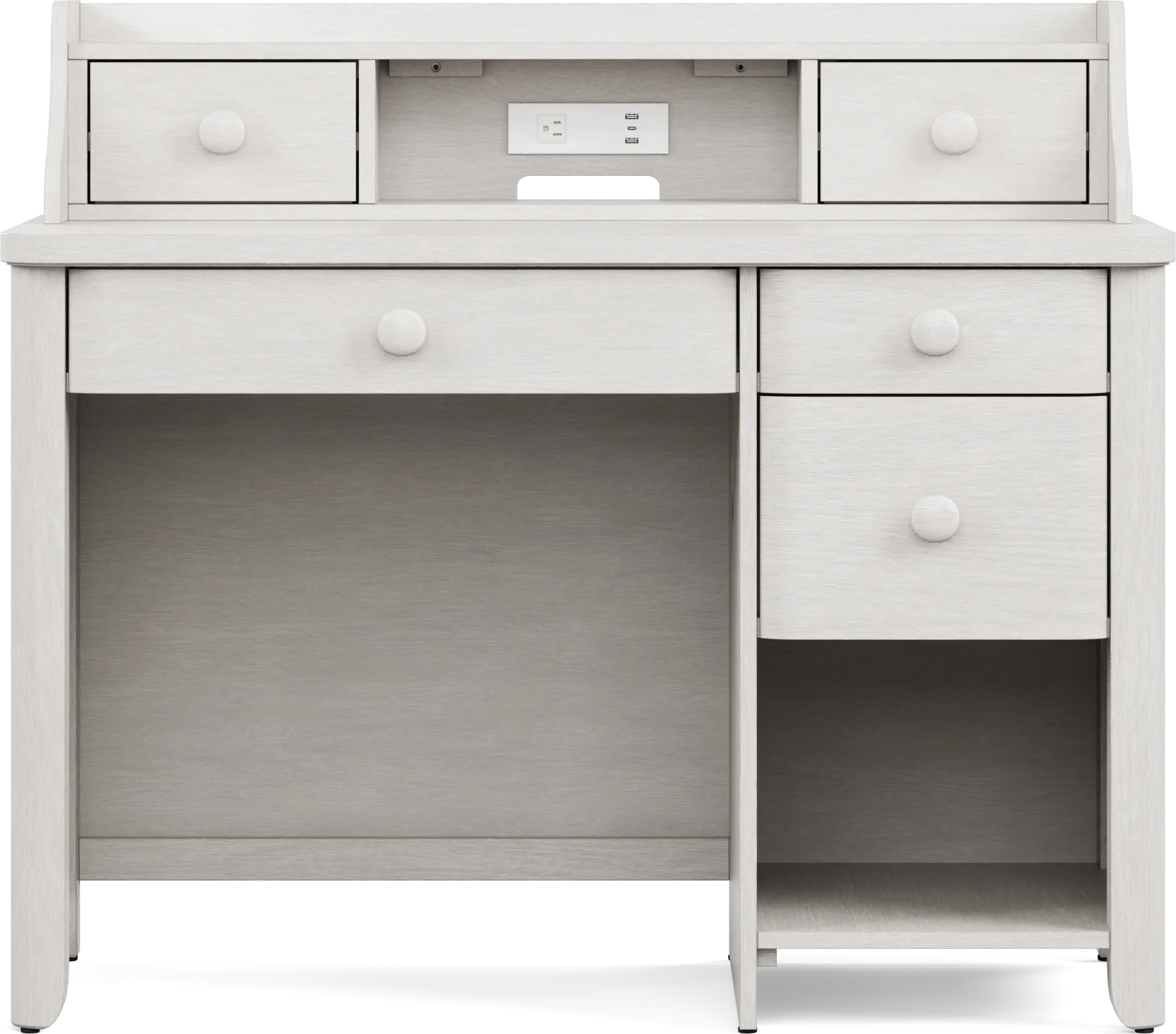 Kids South Bend Washed White Desk and Hutch - Image 1