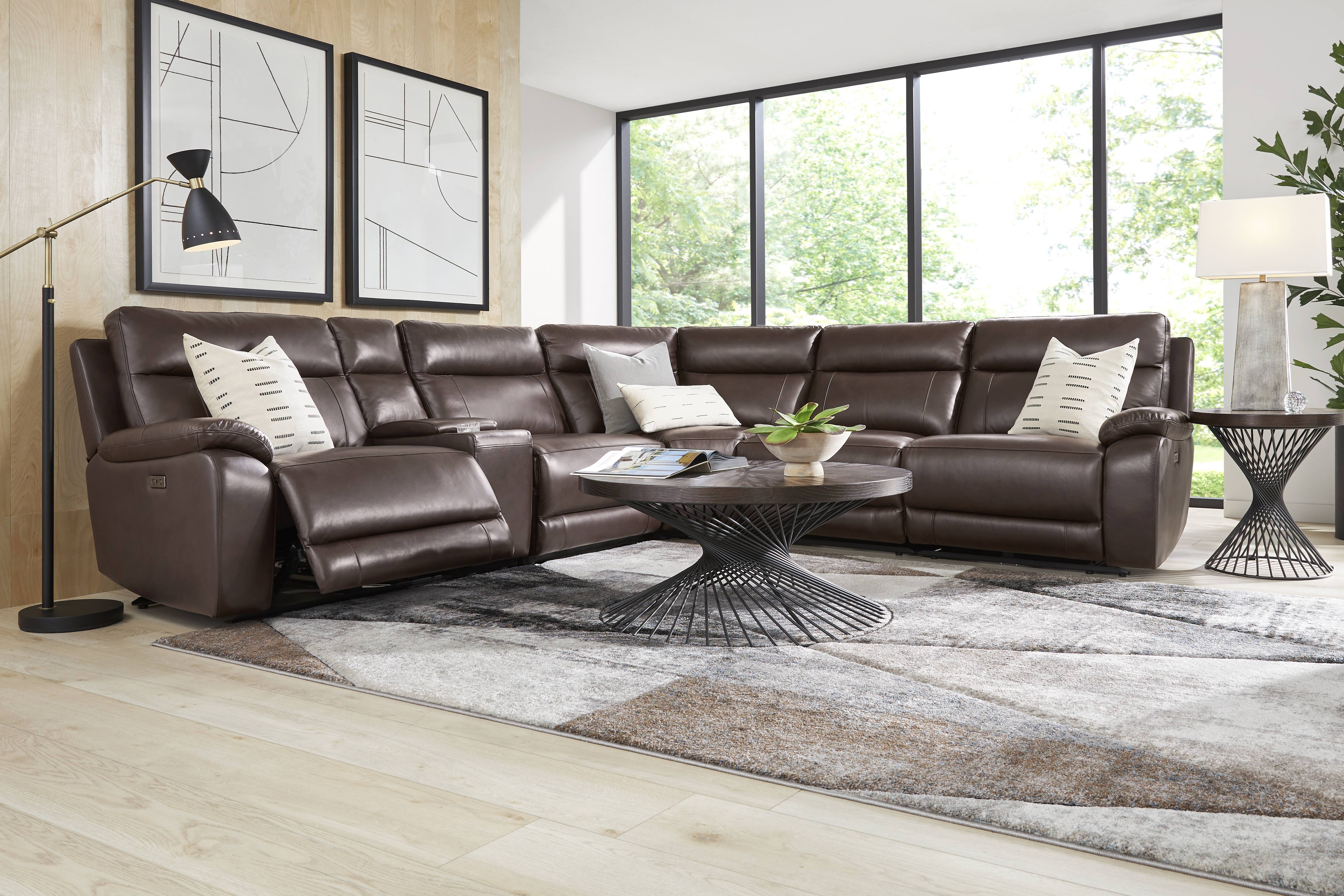 Delaney Point Brown Leather 6 Pc Power Reclining Sectional - Thumbnail - Image 2