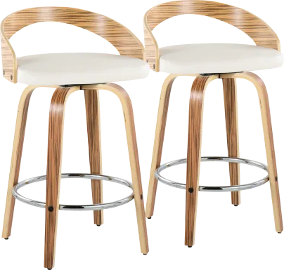 Wrayhall III White Swivel Counter Height Stool, Set of 2