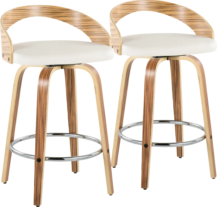 Wrayhall III White Swivel Counter Height Stool, Set of 2