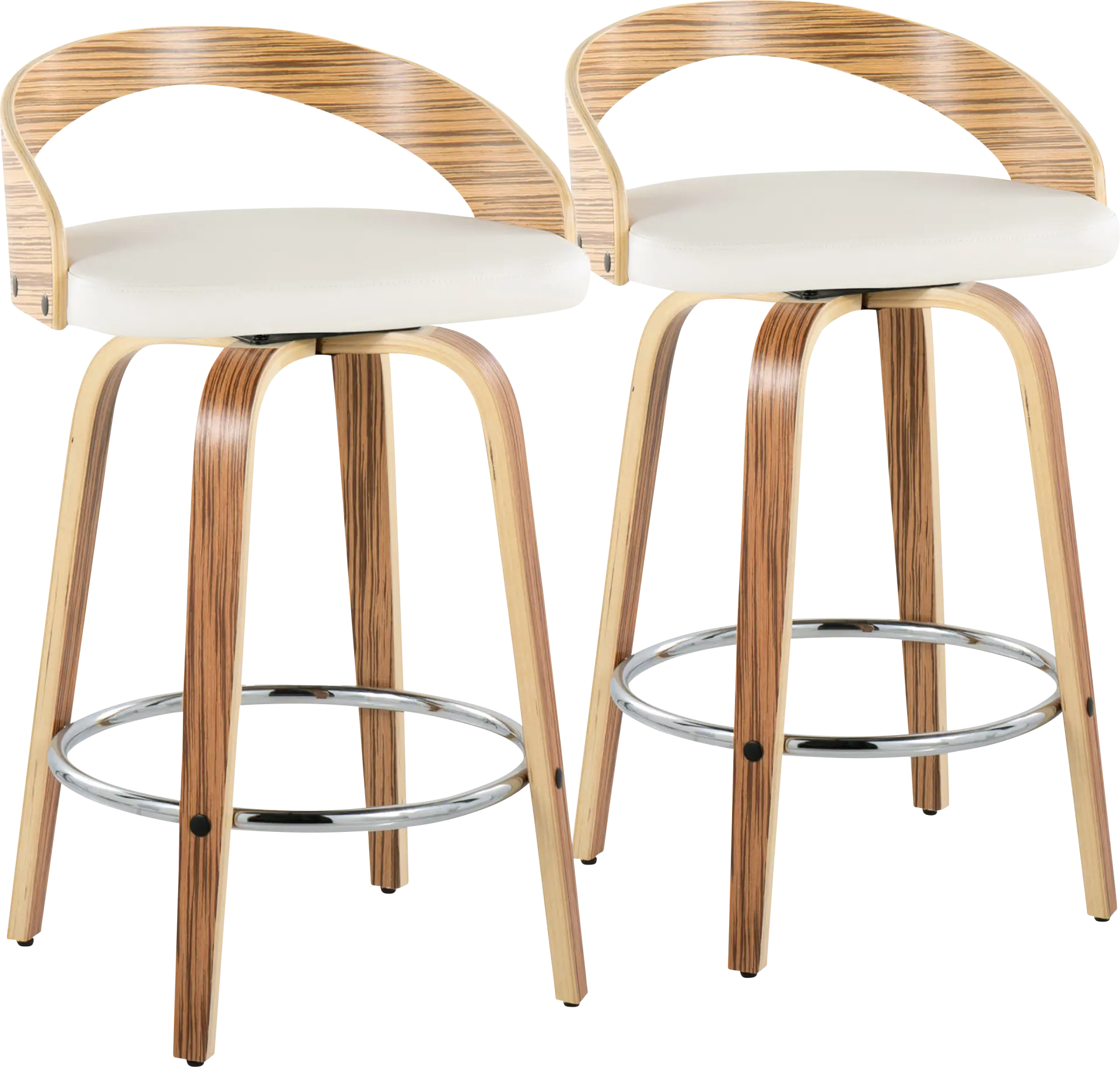 Wrayhall III White Swivel Counter Height Stool, Set of 2