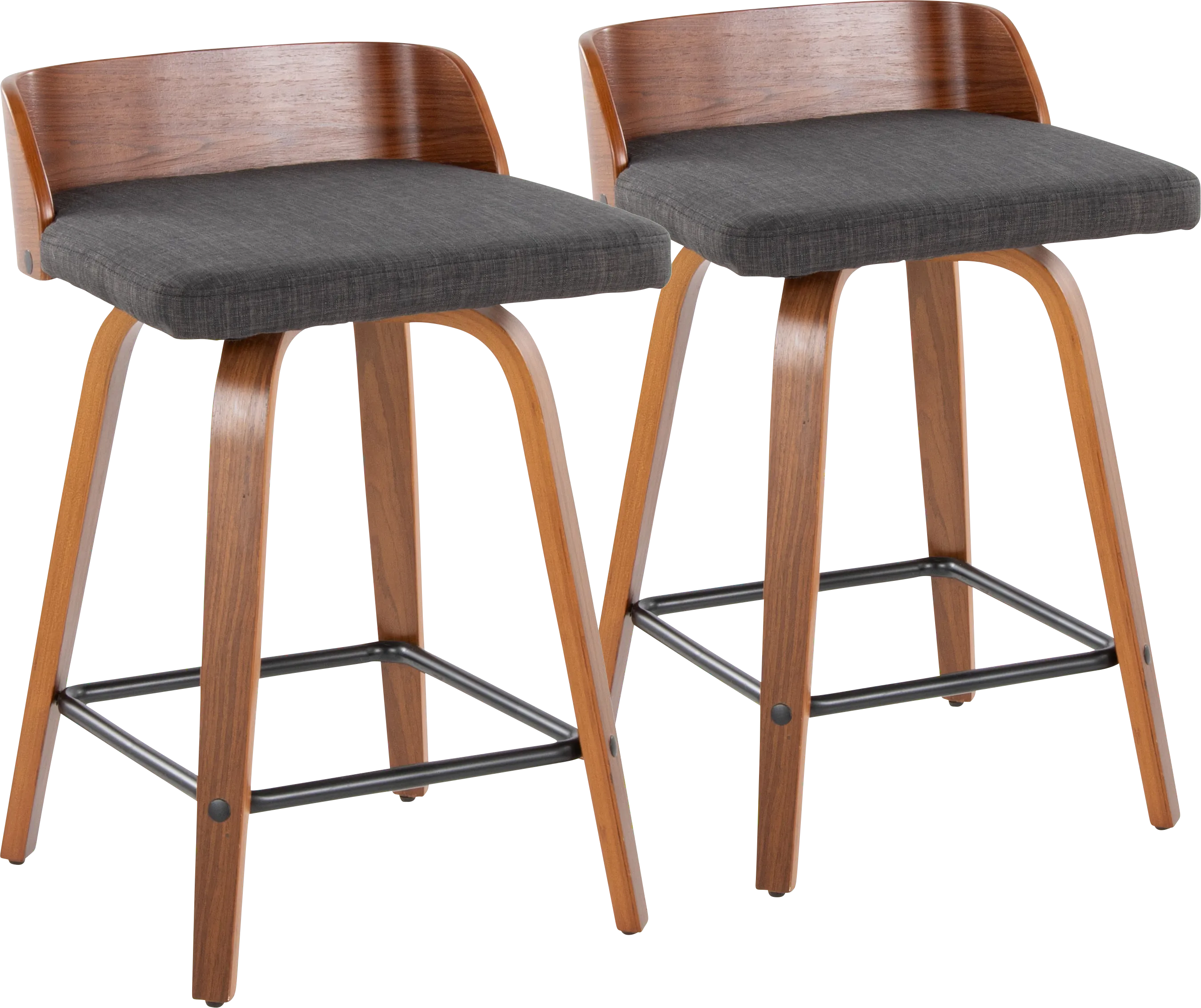 Wetherburn I Charcoal 24" Swivel Counter Height Stool, Set of 2 - Thumbnail - Image 1