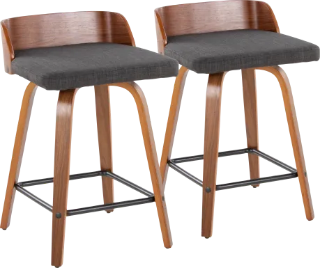 Wetherburn I Charcoal 24" Swivel Counter Height Stool, Set of 2