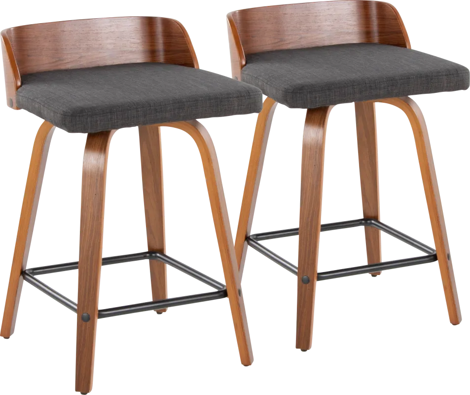 Wetherburn I Charcoal 24" Swivel Counter Height Stool, Set of 2