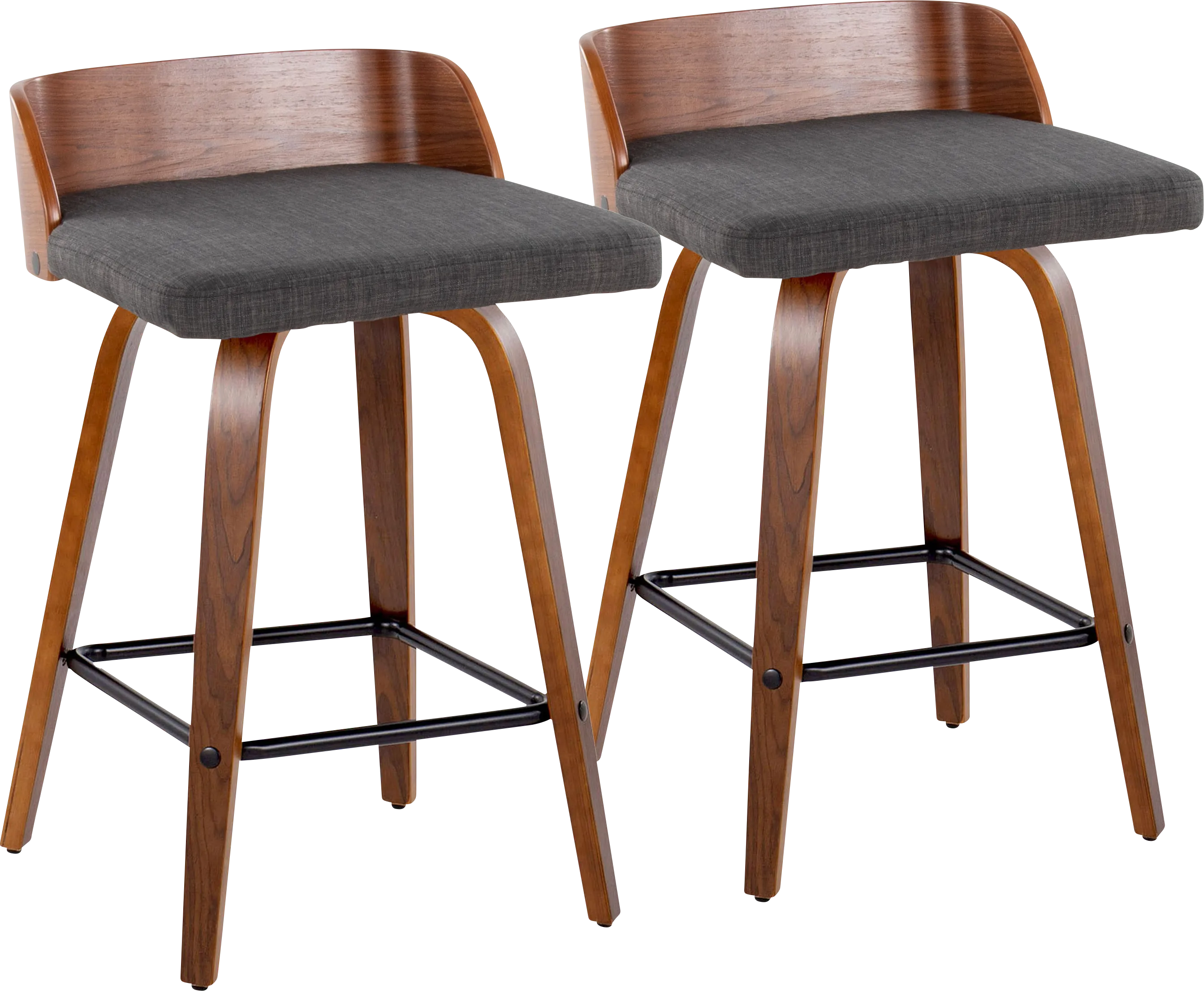 Wetherburn I Charcoal Swivel Counter Height Stool, Set of 2 - Thumbnail - Image 1