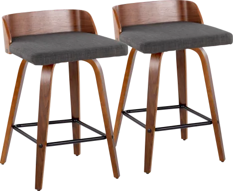 Wetherburn I Charcoal Swivel Counter Height Stool, Set of 2