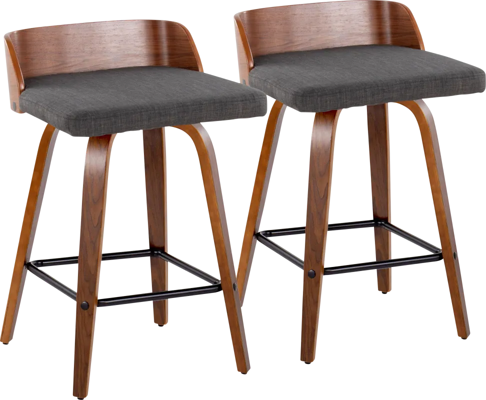 Wetherburn I Charcoal Swivel Counter Height Stool, Set of 2