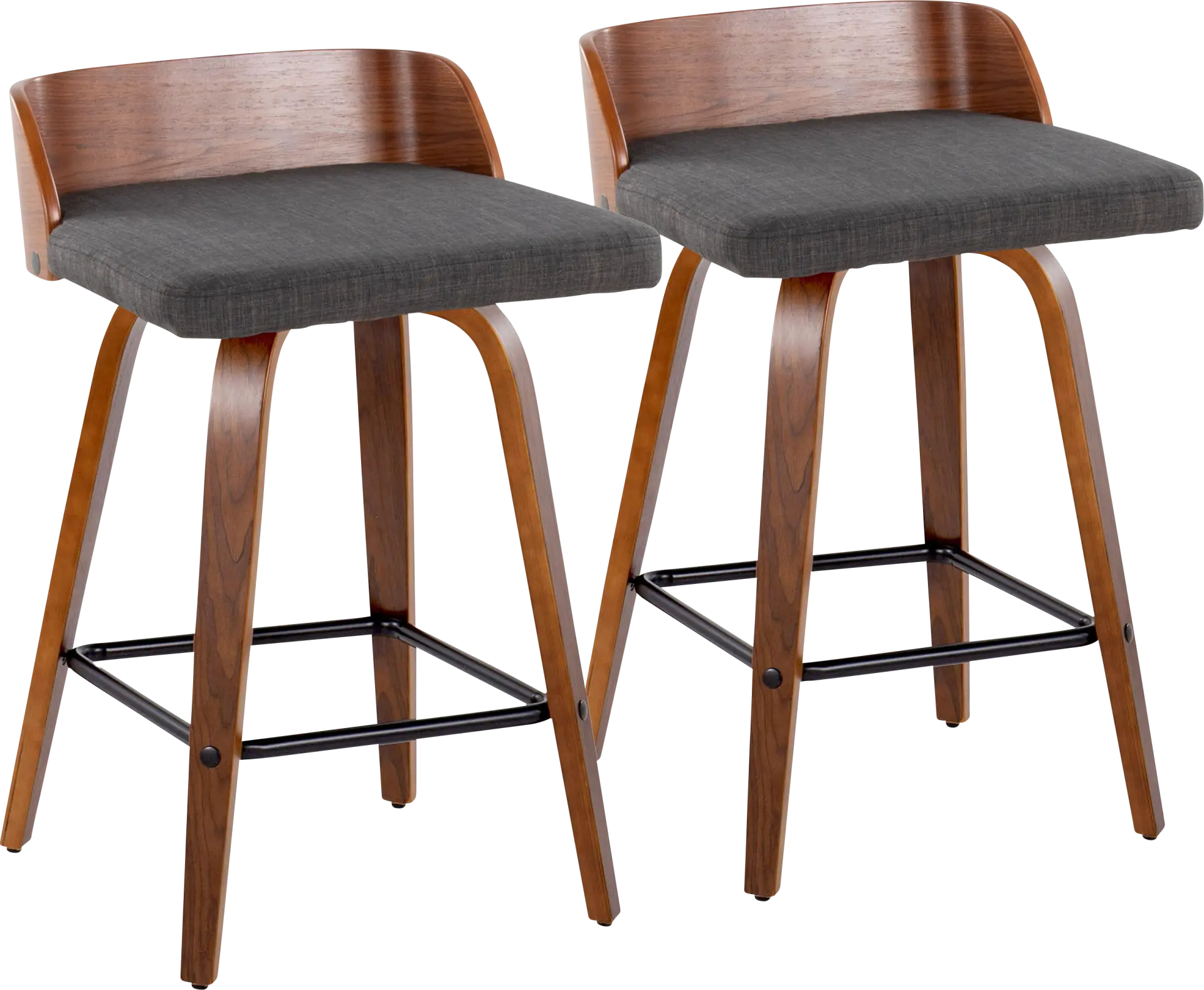 Wetherburn I Charcoal Swivel Counter Height Stool, Set of 2