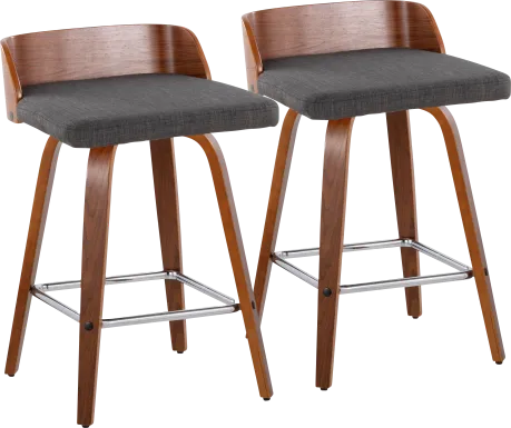 Wetherburn II Charcoal Swivel Counter Height Stool, Set of 2