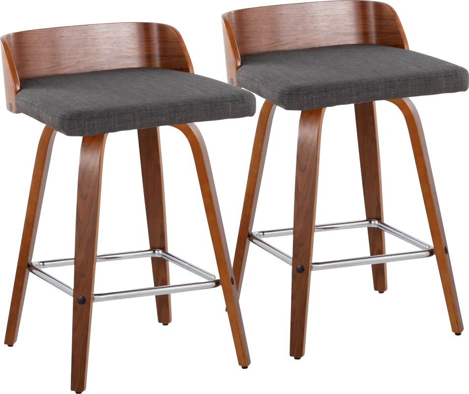 Wetherburn II Charcoal Swivel Counter Height Stool, Set of 2