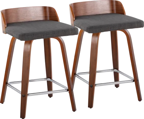 Wetherburn II Charcoal 24" Swivel Counter Height Stool, Set of 2