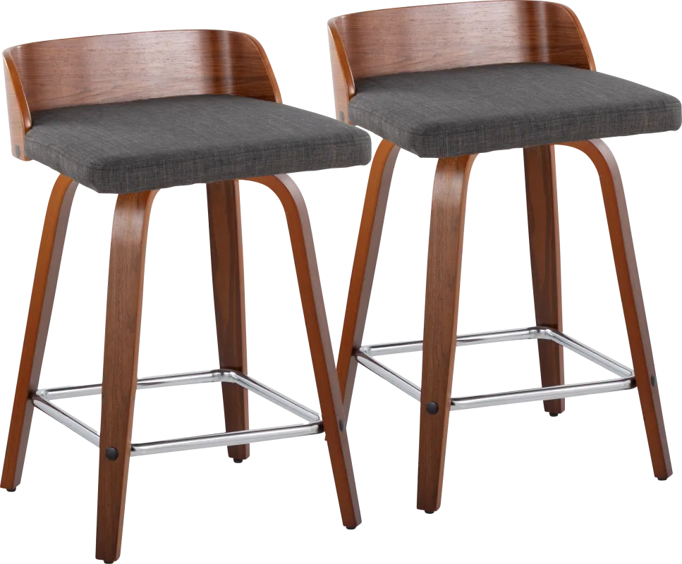 Wetherburn II Charcoal 24" Swivel Counter Height Stool, Set of 2