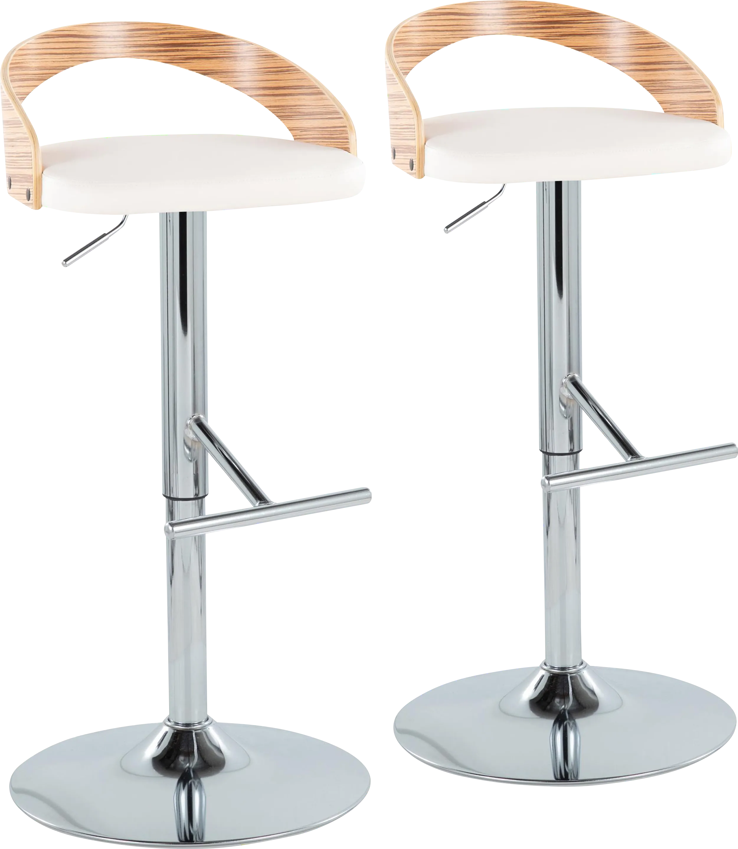 Wrayhall I White Adjustable Swivel Barstool, Set of 2 - Thumbnail - Image 1