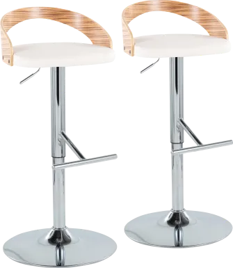 Wrayhall I White Adjustable Swivel Barstool, Set of 2