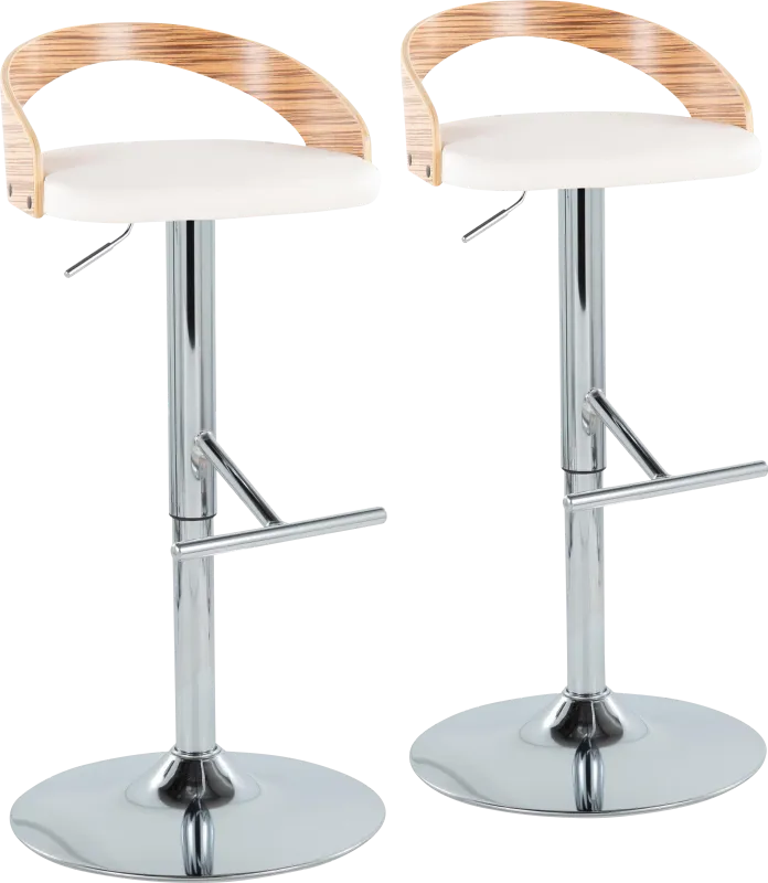 Wrayhall I White Adjustable Swivel Barstool, Set of 2