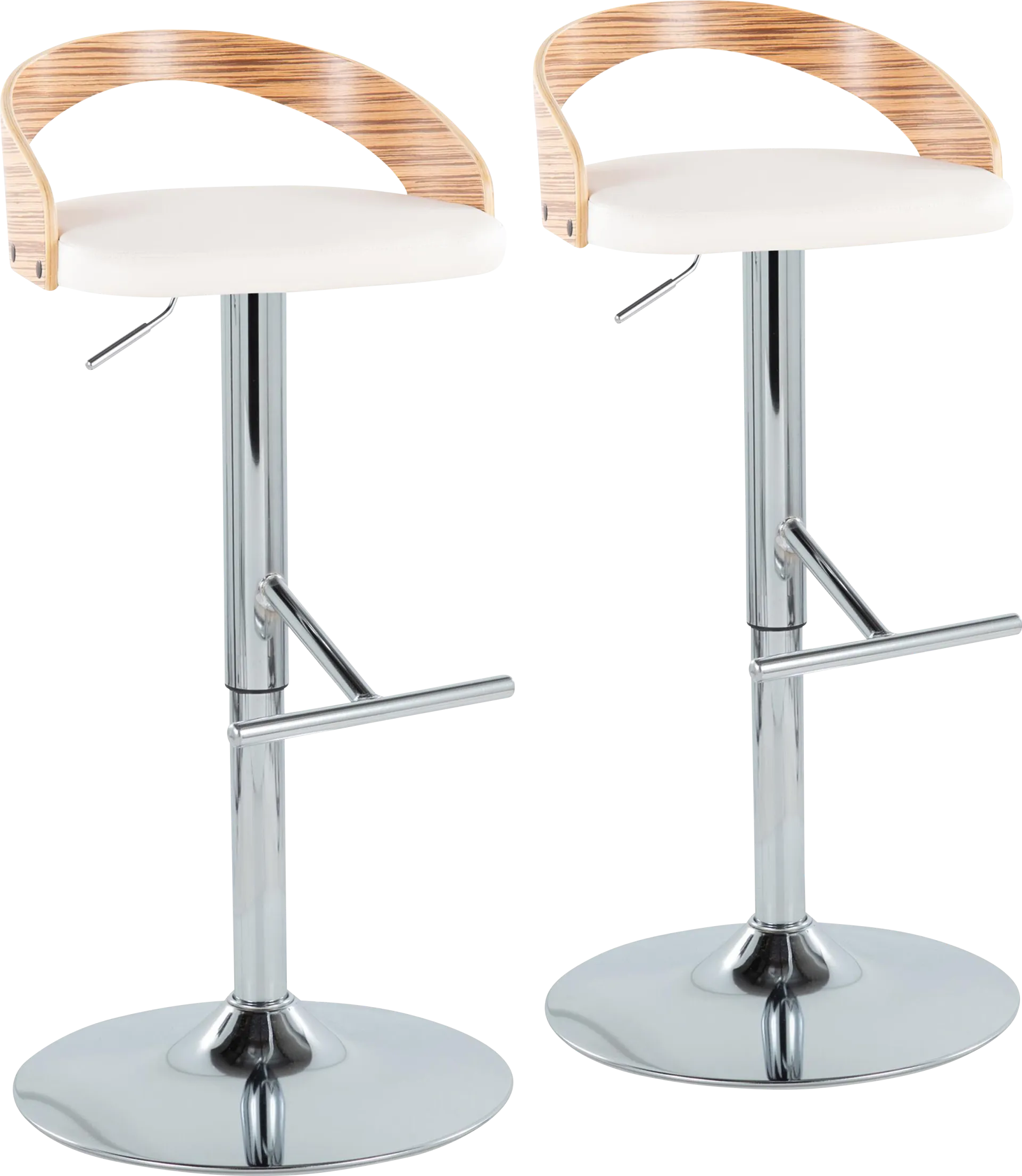 Wrayhall I White Adjustable Swivel Barstool, Set of 2 - Image 1