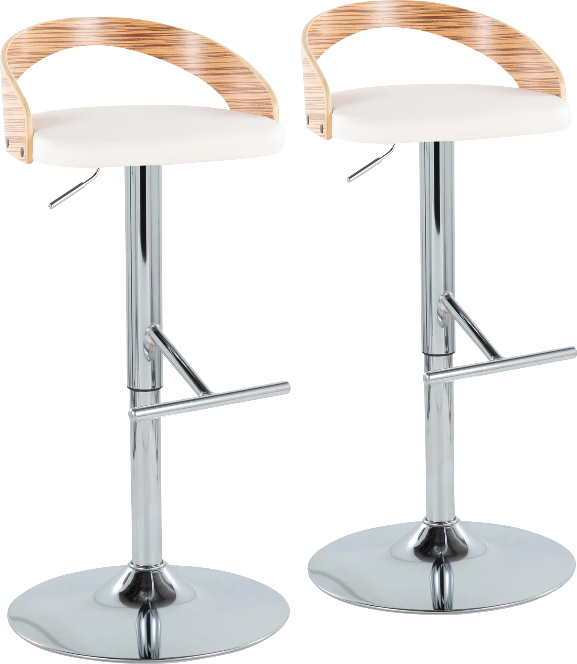 Wrayhall I White Adjustable Swivel Barstool, Set of 2