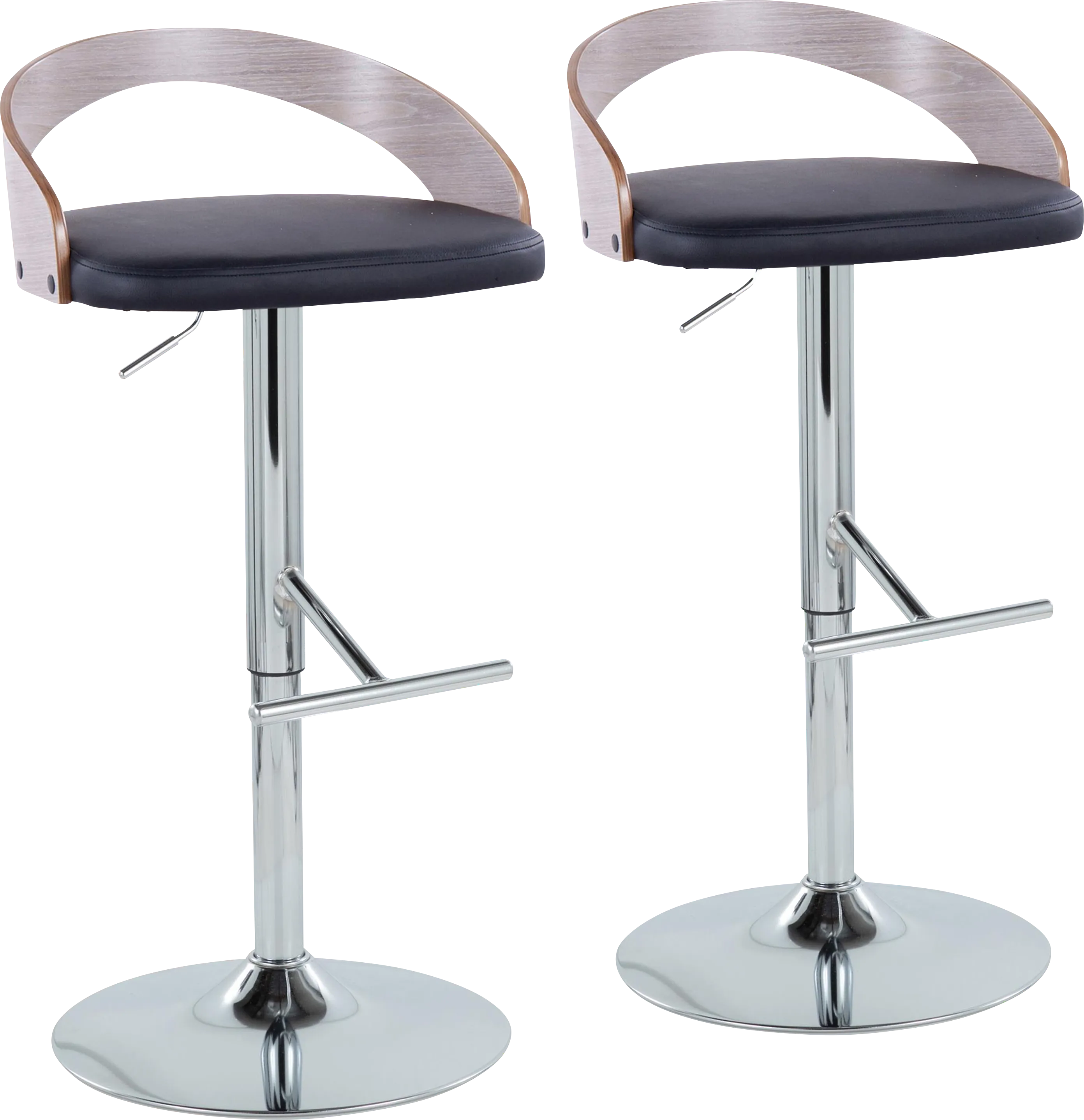 Wrayhall I Black Adjustable Swivel Barstool, Set of 2 - Thumbnail - Image 1