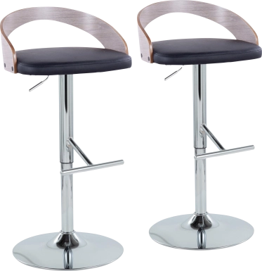 Wrayhall I Black Adjustable Swivel Barstool, Set of 2