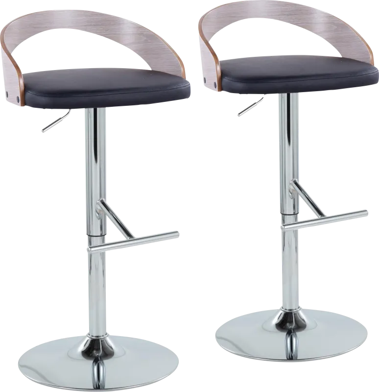 Wrayhall I Black Adjustable Swivel Barstool, Set of 2