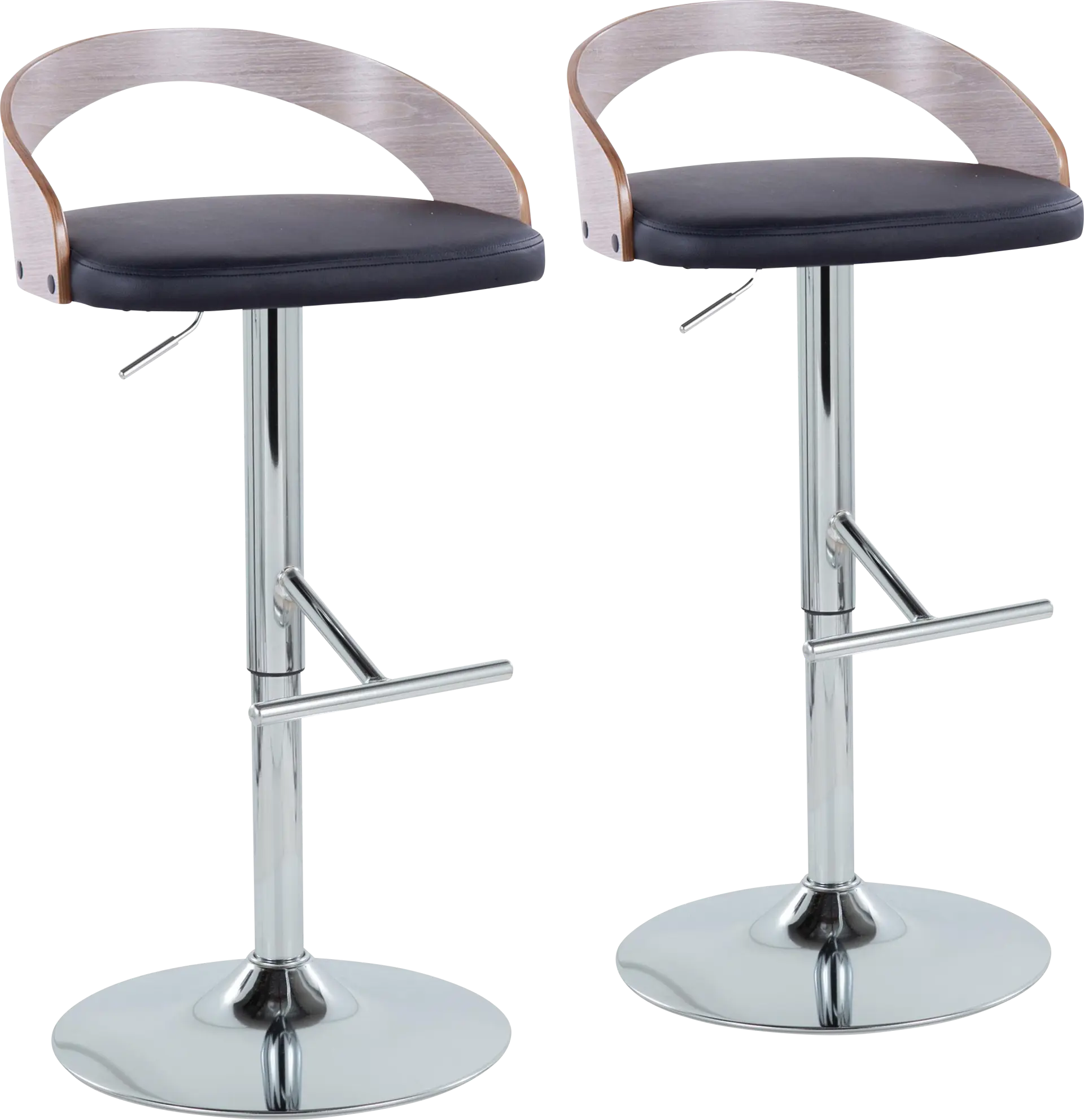 Wrayhall I Black Adjustable Swivel Barstool, Set of 2