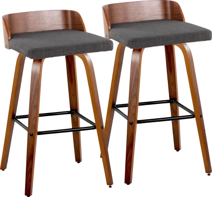 Wetherburn I Charcoal Swivel Barstool, Set of 2
