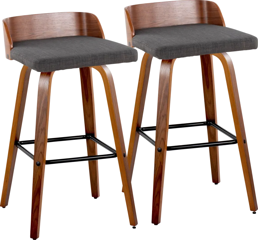 Wetherburn I Charcoal Swivel Barstool, Set of 2