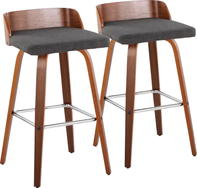 Wetherburn II Charcoal Swivel Barstool, Set of 2