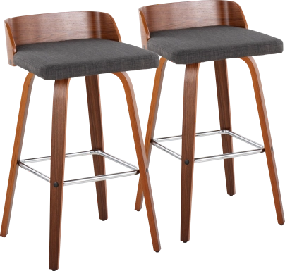 Wetherburn II Charcoal Swivel Barstool, Set of 2