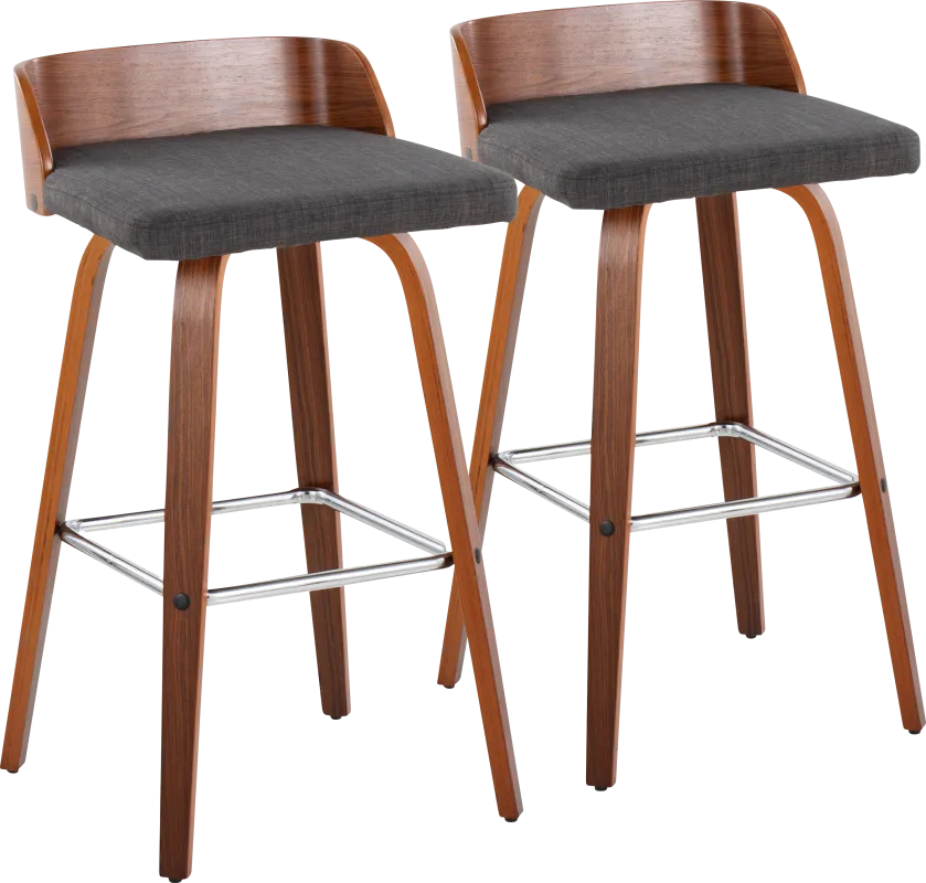 Wetherburn II Charcoal Swivel Barstool, Set of 2