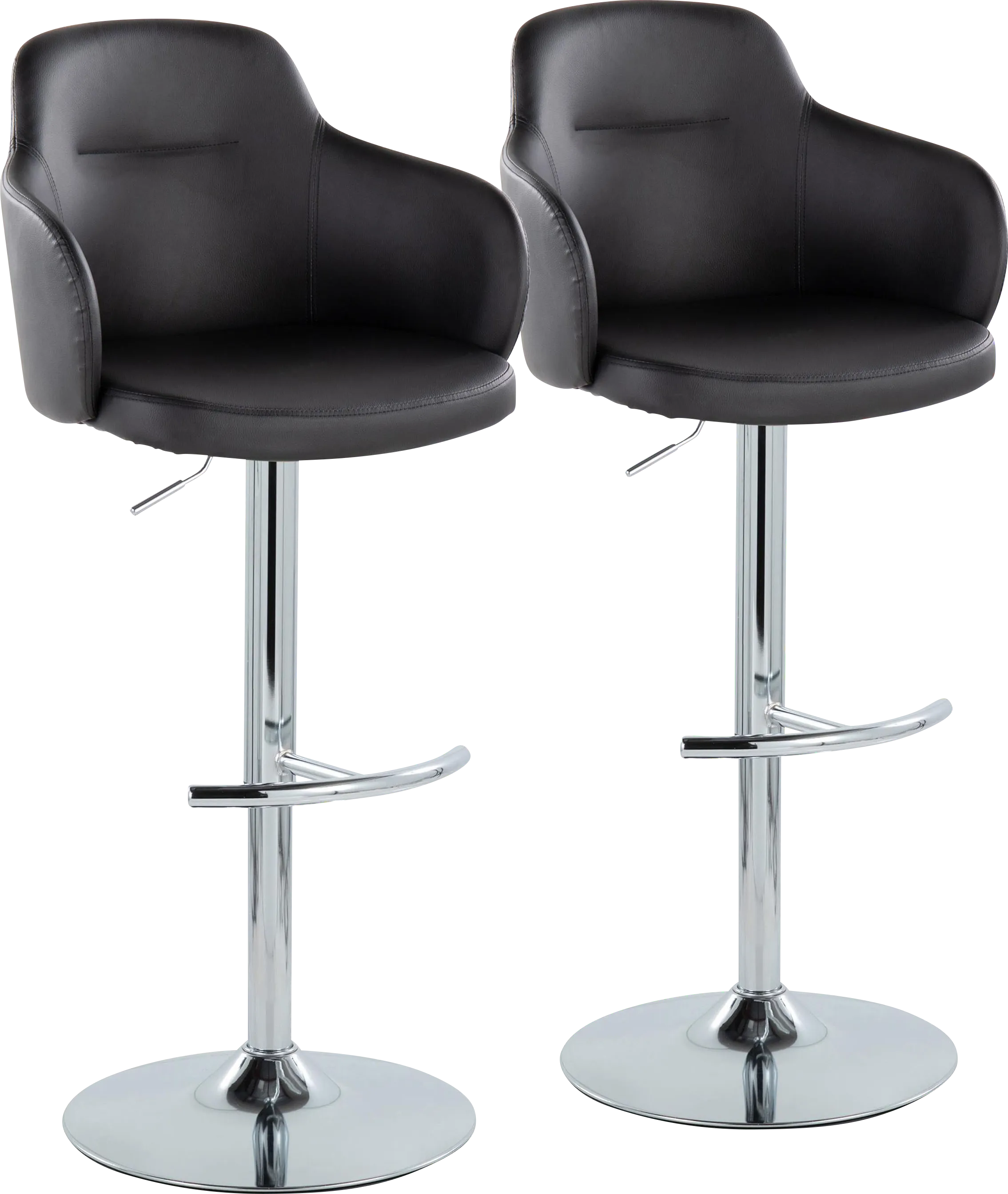 Vitadale IV Black Adjustable Swivel Barstool, Set of 2 - Thumbnail - Image 1