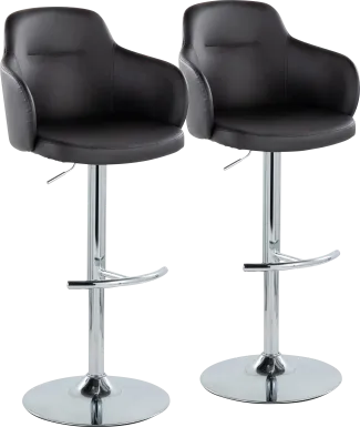 Vitadale IV Black Adjustable Swivel Barstool, Set of 2